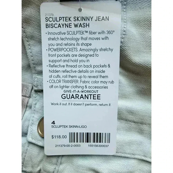 NWT Athleta Sculptek Skinny Jean Women’s Size 4 Light Wash Stretch - Picture 8 of 11